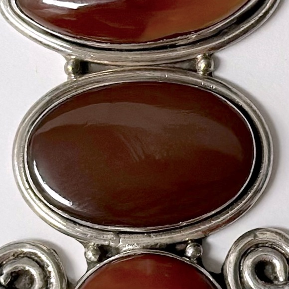 Carnelian & Silver Large Triple Pendant - 3 Different Stones - Picture 6 of 7